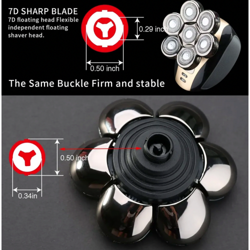 7 Blade Replacement Shaver Head for Electric Razors, Universal Replacement Razor Head for Men, 7D Silver 2