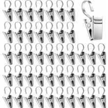 80 Stück Vorhangclips aus Edelstahl mit Haken, Gardinenklammern, Klemmhaken für Vorhänge, Fotos, Heimdekoration und Duschvorhang, Silber