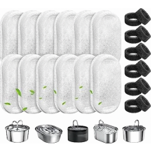 Drinkfonteinfilters voor katten, 24 vervangingsfilters voor drinkfonteinen, 12 koolstoffilters en 12 schuimfilters, waterfilter geschikt voor 2L en 3,