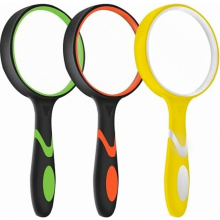 Lente d'ingrandimento per bambini, ingrandimento 10x, 75 mm, con impugnatura in gomma antiscivolo, adatta per leggere giornali, osservare insetti, ad