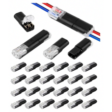24 Pack Waterproof 2 Pin Cable Connectors, Black, for 18-22 AWG Wires, Quick Lock Automotive Plug Alternative