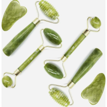 6-teiliges Massagewerkzeug-Set mit 4-teiligem Jade-Roller-Set für Gesicht, geriffeltem Roller und 2 Schabe-Massagewerkzeugen, für Gesicht, Augen, Ha