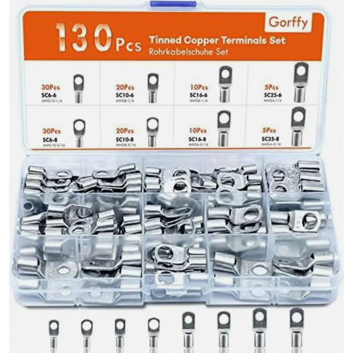 Ακροδέκτες καλωδίων, σετ σωληνωτών ακροδεκτών καλωδίων, 130 τεμ