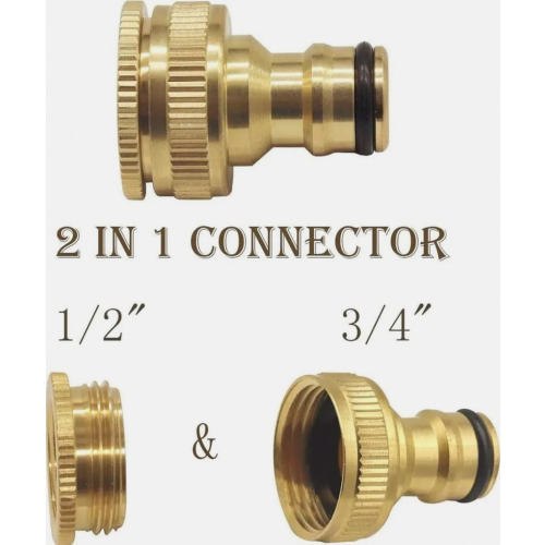 Connettore in ottone per rubinetti da 1/2" e 3/4", 1