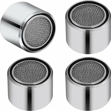 Lot de 4 aérateurs de robinet M22 en acier chromé pour salle de bain et cuisine, avec filtre intégré pour mélangeur et jet d’eau régulier
