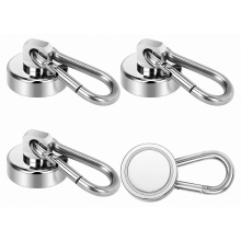 25 mm Neodym-Magnethaken, 4 Stück, starke Hakenmagnete bis 22 kg, extra stark, für Camping, Kreuzfahrt und Garage, mit Öse