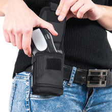 Telefoonholster, grote smartphonehouder voor aan de riem, ideaal voor wandelen en kamperen, duurzaam nylon, zwart.