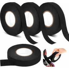 Black Cloth Tape 4 Pack, Cable Harness Tape in 2 Sizes, Self Adhesive Insulation Tape for Wire Looms, Home, Car and Motorcycle Use, 19mm x