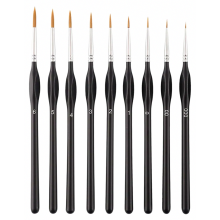 Fine Detail Brush Set, 9 Pieces, for Paint by Numbers, Model Building, Miniatures, Nail Art, Acrylic, Watercolor, Oil Painting, Liner Pain