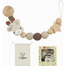 Handmade Bunny Design Pacifier Clip Cup Holder BPA Free Safety Strap Adjustable Stroller Hanging Cup Holder Strap 2 in 1