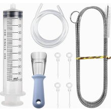 Kit de limpieza para refrigerador, 8 piezas: cepillo para refrigerador con mango, pulverizador limpiador para refrigerador con manguera de 1 m, limpia