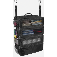 Organiseur de valise pliable et suspendu pour voyage, cube de rangement portable pour bagage cabine, noir, taille M