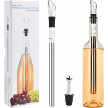 Varilla enfriadora de vino con vertedor, juego de varillas enfriadoras de vino 3 en 1, enfriador de botellas, decantador, accesorios para vino, varill