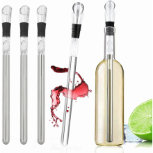 Juego de 2 varillas enfriadoras de vino con aireador, fabricadas en acero inoxidable, para decantar, varillas de enfriamiento, juego enfriador de vino