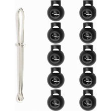 10 Pack Single Hole Cord Locks for Up to 5 mm Cords, Black Plastic Cord Stoppers, Drawstring Fasteners for Jackets, Sportswear and Backpac