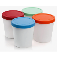 4 Pack Ice Cream Containers with Silicone Lids, 1 L BPA Free Freezer Tubs for Homemade Ice Cream, Stackable Freezer and Dishwasher Safe St