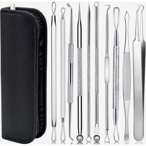 Σετ αφαίρεσης μαύρων στιγμάτων Comedone Extractor - 10 τεμάχια αφαίρεση