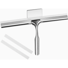 Shower Squeegee Stainless Steel with 2 Silicone Blades, 25 cm Shower Wiper with Wall Hook, No Drill, for Bathroom, Kitchen, Window and Car
