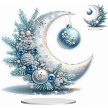 Décoration de table de Noël en peinture diamant 5D, lune d’hiver, art debout pour débutants, kit décoratif à offrir pour la maison