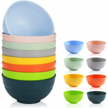 Set plastic kommen, 8 kleuren, 760 ml, herbruikbaar en duurzaam, bestek voor soep, ontbijtgranen, ramen, salade, avondeten, popcorn, BPA-vrij, geschik