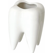 Tooth-Shaped Ceramic Toothbrush Holder, Desk Storage Cup for Bathroom or Office, Creative Personalized Decor, Birthday Gift Idea