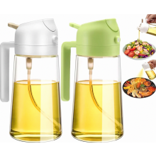 Dispensador y pulverizador de aceite 2 en 1, paquete de 2, botella dispensadora de aceite de oliva para la cocina, pulverizador de aceite de vidrio pr