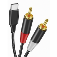 Audio kábel USB-C na RCA, stereo adaptérový kábel Type-C na 2RCA kompatibilný s iPhone 15, iPad, MacBook, Huaw