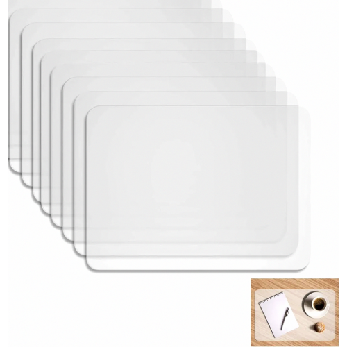 Plastic placemats, transparant, wasbaar, antislip, 40 x 30 cm (8 stuks) A