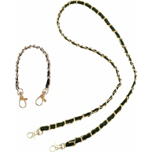 Metal Chain and Leather Bag Strap Set, 2 Pieces, 120 cm and 30 cm Replacement Shoulder Straps for Handbags, Crossbody Bags and Wallets, Go