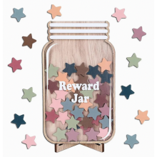 Houten beloningspot voor kinderen, boho-sterrenuitsparingen, positieve gedragskaart met basismanagementtools, decoratief beloningssysteem