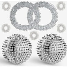 2 Pieces Magnetic Acupressure Balls, 5 Acupressure Rings and 2 Acupressure Bracelets, 32 mm Metal Hedgehog Massage Balls and Finger Massag