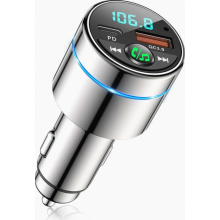 Bluetooth 5.3 FM Transmitter, Full Metal PD 30W and QC3.0 18W Car Charger, Cigarette Lighter Bluetooth Adapter Hands Free Kit, Noise Cance