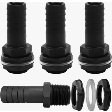 4 stuks tankfittingen, 1 inch buitendraad met slangtule, slangkoppeling, regentonfitting voor regentonnen, waterreservoirs, watertanks en stortbakken.