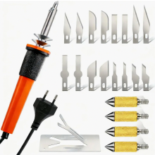 Electric Hot Knife Cutter Tool, Multi-Purpose Stencil Cutting Knife with 16 Blades, 4 Collets, Metal Stand, for Stencil Cutting, EU Plug 2