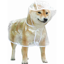 Transparent Hooded Raincoat for Dogs and Cats, Adjustable, Size L, Back Length 12.6 in, Recommended for 11-16.5 lb
