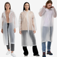 Conjunto de poncho para la lluvia de 3 piezas, chaqueta impermeable de EVA con capucha, impermeable, capa impermeable transparente, poncho plegable pa