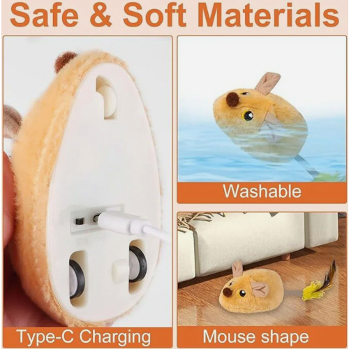 Smart Cat Toy, Rechargeable Remote Control Mouse, Interactive Hunting Toy with Light and Sound Effects 2