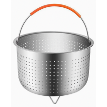 Cesta vaporera de acero inoxidable, inserto vaporero para Instant Pots, inserto vaporero de acero inoxidable con mango de silicona, apto para ollas a