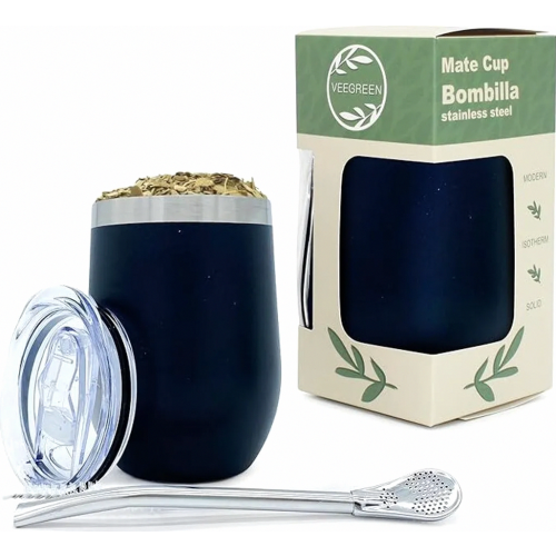 Κιτ Calabash Yerba Mate | Μονωμένη κούπα + παραδοσιακό καλαμάκι + καπάκ