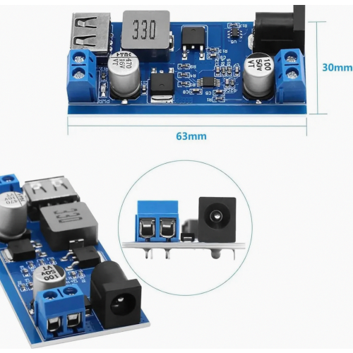 Μετατροπέας βηματισμού 4 τεμαχίων 24V\u002F12V σε 5V 5A, Μονάδα μετατρ 1