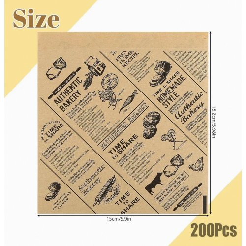 200 τεμάχια χαρτί για μπιφτέκια πάχους 15x15cm, αδιάβροχο, ανθεκτικ 1