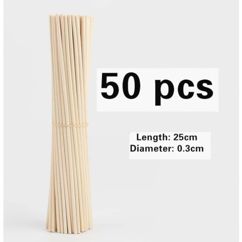 Πακέτο 50 ανταλλακτικών αρωματικών στικ, 25cm x 3mm, Ρατάν στικ για 1