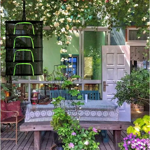 2 Layer Hanging Herb Drying Net with Zipper, Foldable Mesh Drying Rack for Herbs, Flowers and Plants 1