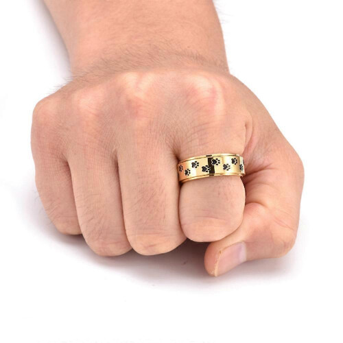 Stainless steel spinner dog claw style wedding ring 2