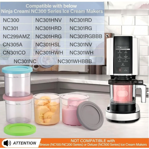 Συσκευασία 4 δοχείων παγωτού για τη σειρά Ninja Creami NC300, δοχεία πα 2