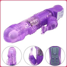 Rabbit Vibrator, Rotating Dildo, Discreet Sex Toy for Women, Waterproof, Rechargeable, Soft Silicone