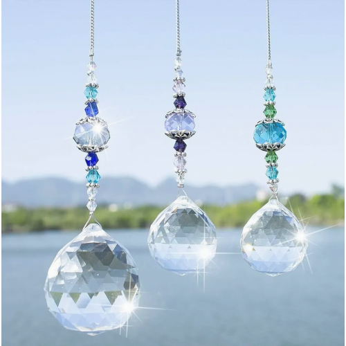 Set di 3 pezzi: Sfera prismatica di cristallo, creatore di arcobaleni e acchiappasole. 1