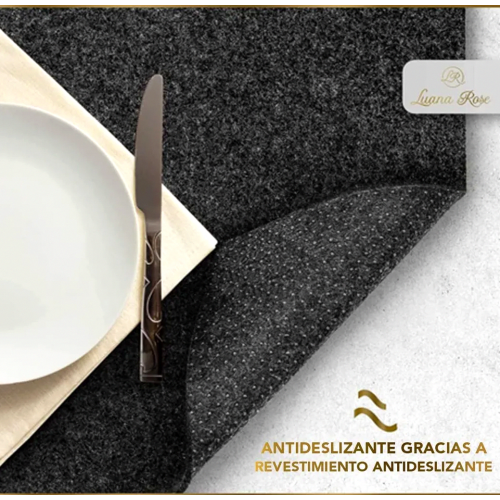 Rectangular Felt Placemats, Anthracite, 12 Pack, Wipeable Table Mats, 44 x 32 cm, Felt Coasters and Table Protectors 1