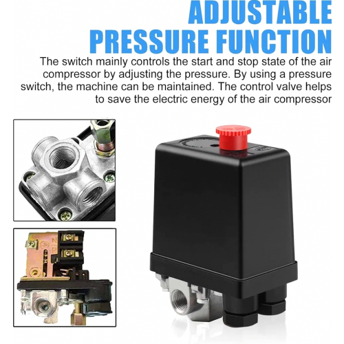 Air Compressor Pressure Switch 220V 4 Port Regulator Control Valve for Fast Pressure Release Multi Purpose Heavy Duty Compressor Use 2