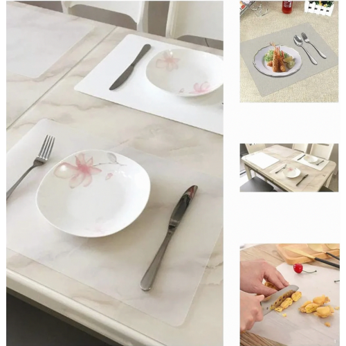 Plastic placemats, transparant, wasbaar, antislip, 40 x 30 cm (8 stuks) A 2